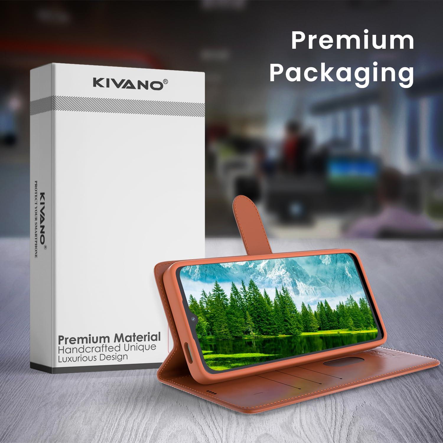 Leather Wallet Case for Xiaomi Redmi 10 Prime ?Stylish Flip Folio Cover with Card Holder, Stand, Ideal for Both Men and Women-KIVANO LUXE - Aibex